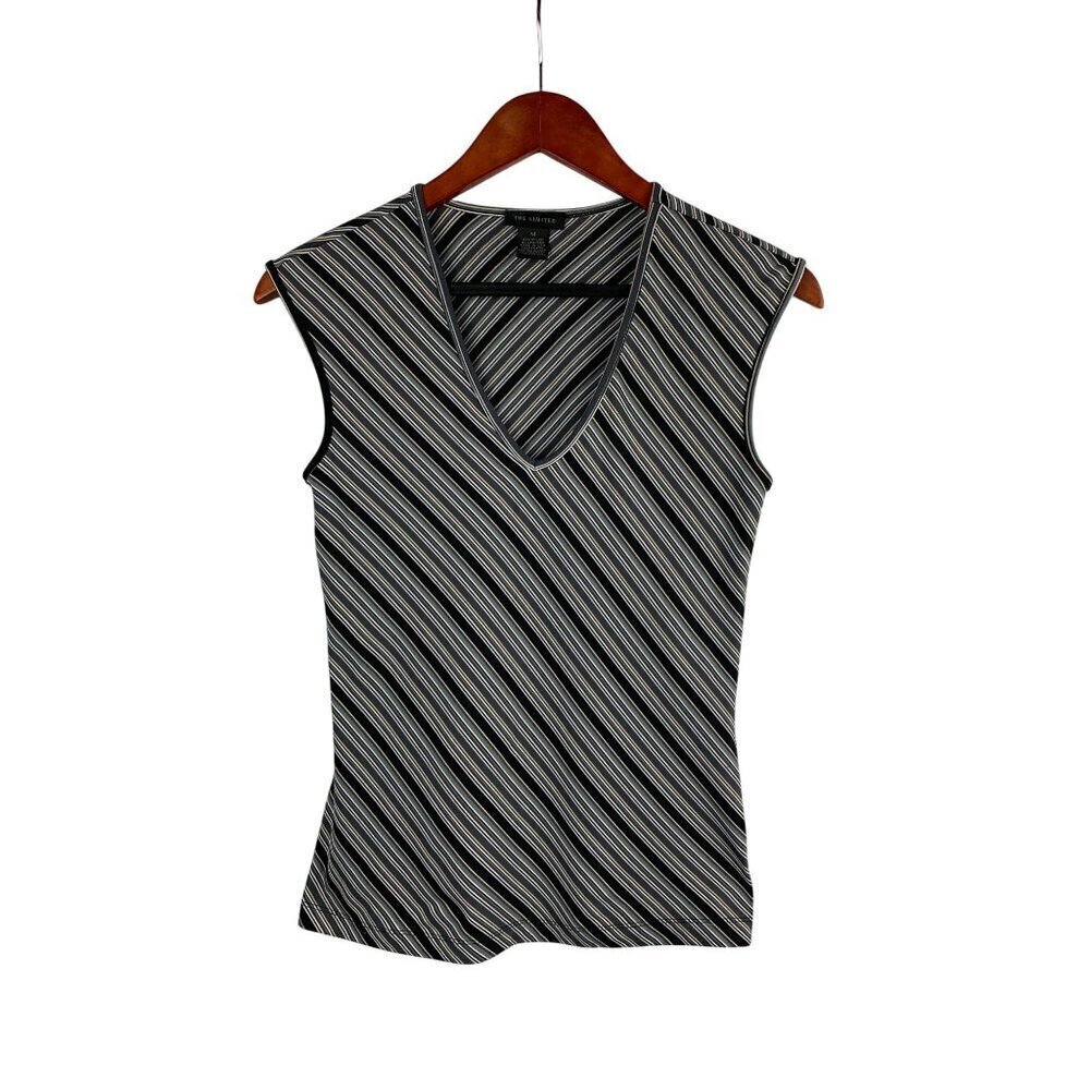 The Limited Womens Striped Sleeveless Top M Black/Grey